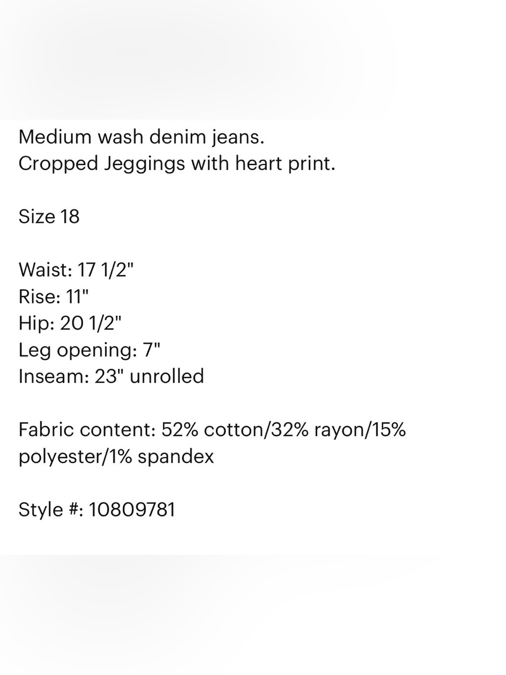 Torrid Cropped Jeggings w/Heart Print - Picture 5 of 5